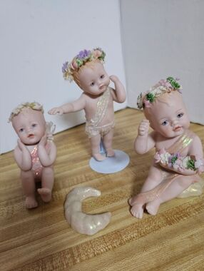 Lot of 3 Hamilton Collection Phyllis Parkins Cherub Angels - No Wings - Perfect